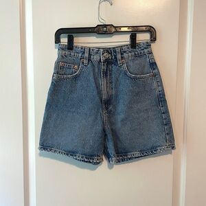 Zara Blue Jean Denim Shorts High-Waisted Vintage-Inspired